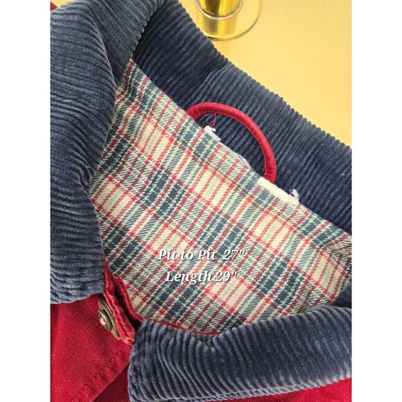 Vintage 90's Cherokee Barn Duck Coat/Chore Jacket Red Canvas Corduroy Collar - Picture 4 of 4